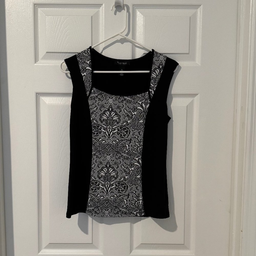 White House Black Market Jacquard Ponte Bodice Tank Top Sleeveless Sz M EUC